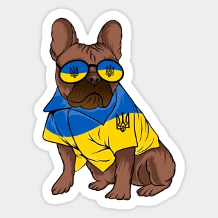 Ukraine Pet Awareness Support Ukrainian Flag Sunglasses Dog Puppy Pug Animals Sticker